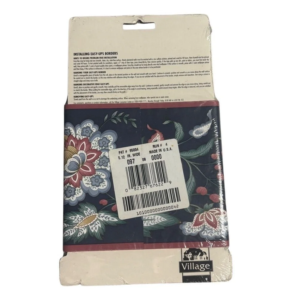 New Easy‎ Ups Self Adhesive Borders Village Floral Pattern NIP Sealed 15 Feet